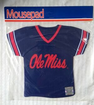 College Jersey Shaped Neoprene Mousepad Ole Miss Rebels NCAA Desk Accessory